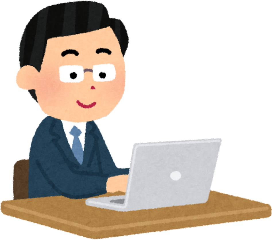 Illustration of Male Employee Working on Laptop